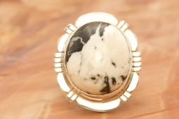 Genuine White Buffalo Turquoise Sterling Silver Native American Ring